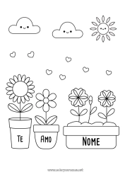Desenho para personalizar Flores Coração Mensagem de 