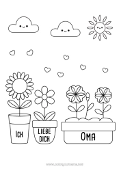 Kinder-Malvorlage Blumen Herz 