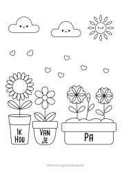 Kleurplaat voor kinderen Bloemen Hart 
