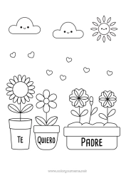 Niño página para colorear Flores Corazón Mensaje 