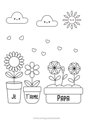 Coloriage enfant Fleurs Coeur 