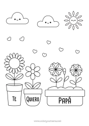 Colorear gratis Flores Corazón Mensaje