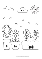 Pagina da colorare per bambini Fiori Cuore 