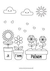 Coloriage gratuit Fleurs Coeur 