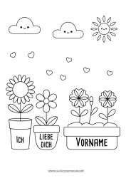 Kostenlose Malvorlage Blumen Herz 