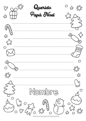 Colorear gratis Navidad Carta a Papa Noel Lista de regalos para Papá Noel