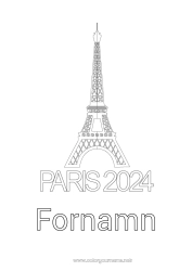 Färgläggningssida att anpassa Sport Tävlingar och utmärkelser Paris 2024 Olympiska spelen