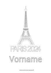 Malvorlage anpassen Sport Wettbewerbe und Belohnungen Paris 2024 Olympische Spiele