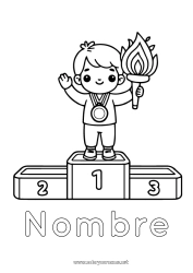 Colorear para personalizar Sport Chico Copa, trofeo, medalla Competitions and Rewards Juegos Olímpicos Llama Olímpica Podio Primer lugar - ganador