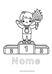 Disegno gratuito Sport Ragazzo Coppa, trofeo, medaglia Competizioni e premi Giochi Olimpici Fiamma Olimpica Podio Primo posto - vincitore