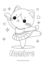 Colorear gratis Lindo Sport Cat Kawaii Danza Animales Perros y gatos Deportes artísticos