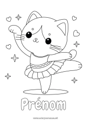 Coloriage gratuit Mignon Sport Chat Kawaii Danse Animal Chiens et chats Sports artistiques