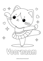 Kleurplaat aanpassen Schattig Sport Kat Kawaii Dans Dier Honden en katten Artistieke Sporten