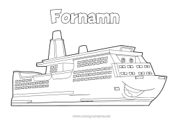 Gratis färgläggning Fordon Båt Marina fordon Tecknad serie Fordon karaktärer Färja