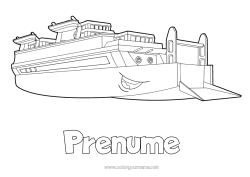 Pagină de colorat gratuită Vehicule Barcă Vehicule maritime Desen animat Vehicule personaje Feribot