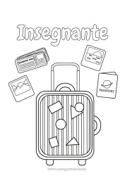 Pagina da colorare per bambini Vacanze Valigie e bagagli