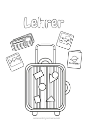 Kinder-Malvorlage Urlaub Koffer und Gepäck