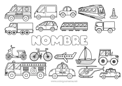 Colorear gratis Avión Camión Vehículos Barco Tren Scooter Tractor Taxi Vehículos agrícolas Helicóptero Ambulancia Velero Bicicleta Camión de bomberos Vehículos de dos ruedas Vehículos aéreos Vehículos marítimos Vehículos de rescate y emergencia Transporte público terrestre Camiones y vehículos utilitarios
