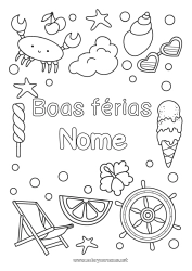 Desenho para personalizar Verão Caranguejo Guloseimas, doces Sorvete Símbolos Conchas Estrela do mar Animais marinhos ou aquáticos Espreguiçadeira Óculos de sol