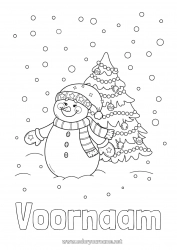 Gratis tekening Sneeuw Winter Kerstboom Sneeuwpop Kerstmis