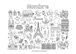 Colorear para personalizar Geografía Francia Simbolos Torre Eiffel Arco del Triunfo Paris Monument