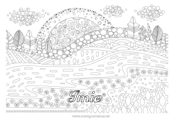 Kolorowanka do personalizacji Spokojny i zen Słońce Złożone kolorowanki Zentangle Krajobraz naturalny