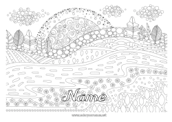 Free drawing Calm and zen Sun Complex coloring pages Zentangle Natural landscape