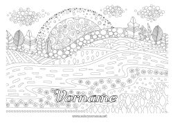 Kostenlose Malvorlage Ruhig und gelassen Sonne Komplexe Ausmalbilder Zentangle Naturlandschaft