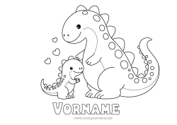 Kostenlose Zeichnung Herz Dinosaurier Kind Tier Erwachsener Tierfamilie Tierbaby