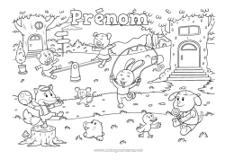 Coloriage à personnaliser Loup Cochon Lapin Animal Conte de fées Animaux de la ferme Animaux de la forêt Forêt