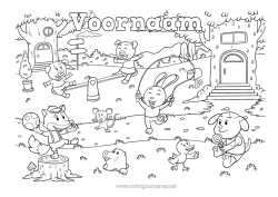 Gratis tekening Wolf Varken Konijn Dier Sprookje Boerderijdieren Bosdieren Bos