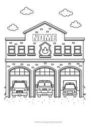 Colorazione gratuita Garage Vigile del Fuoco Mestieri della Sicurezza Caserma dei Pompieri