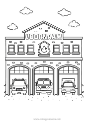 Gratis kleurplaat Garage Brandweerman Veiligheidsberoepen Brandweerkazerne