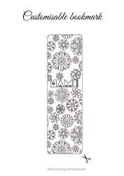 Colouring to customise Flowers Summer Spring Bookmark