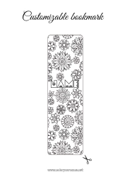 Free coloring Flowers Summer Spring Bookmark