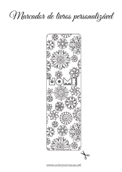 Desenho para personalizar Flores Verão Primavera Marcador de Página