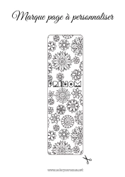 Coloriage gratuit Fleurs Été Printemps Marque page