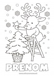 Dessin gratuit Neige Sapin de Noël Renne Noël Animaux de la forêt