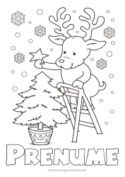 Desen liber de colorat Zăpadă Brad de Crăciun Ren Crăciun Animale din pădure