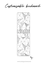 Colouring to customise Bookmark Zentangle Geometric Shapes Triangle