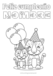 Colorear para personalizar Cumpleaños Tiger Globos Fiesta Animales Sombrero Mensaje de feliz cumpleaños (inglés) Animales salvajes de África