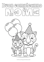 Disegno gratuito Compleanno Tigre Palloncini Festa Animale Cappello Buon compleanno (francese) Messaggio Animali selvatici dell'Africa