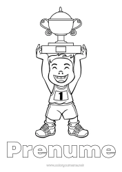 Pagină de colorat personalizată Sport Cupă, trofeu, medalie Competiții și premii Locul întâi - câștigător