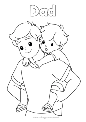 Free colouring Dad Boy Child