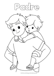 Niño página para colorear Papá Chico Niño