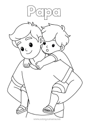Coloriage enfant Papa Garçon Enfant