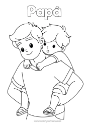 Colorear gratis Papá Chico Niño