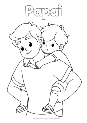 Página de desenho infantil Papai Menino Criança