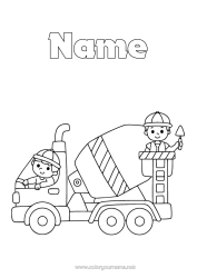 Colouring to customise Vehicles Construction Equipment Concrete Mixer Truck Construction Trades