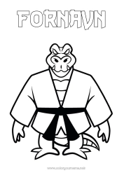 Fargeleggingssiden å tilpasse Sport Krokodille Dyr Kimono Reptiler Kampsport Kampkunst Judo